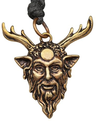 Drachensilber Cernunnos keltischer Schmuck Anhänger Bronze Naturgott Kettenanhänger mit Band keltischer Gott der Wälder zierlicher Kettenanhänger Halskette