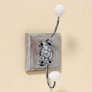 Haken Garderobe aus Holz und Metall mit Porzellankopf Handtuchhaken Wandhaken