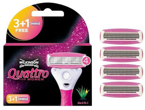 Wilkinson Sword Quattro for Women Rasierklingen für Damen Rasierer, 4 Stück