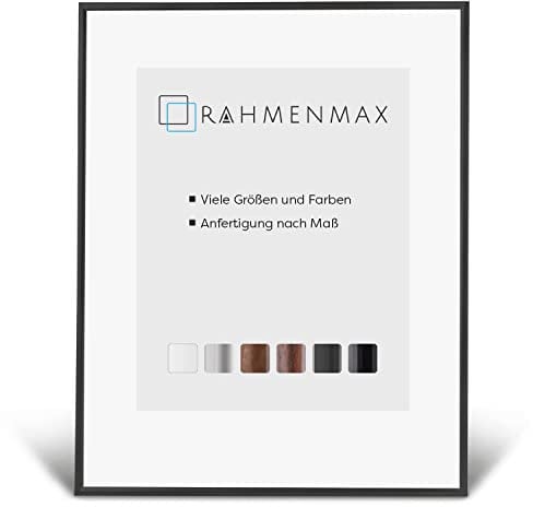 RahmenMax® Iowa Bilderrahmen 70x90 cm zum Aufhängen/Bilderrahmen Maßanfertigung möglich/Posterrahmen aus Kunststoff/Bilder Rahmen in Schwarz Matt mit klarem Acrylglas/Puzzle Rahmen
