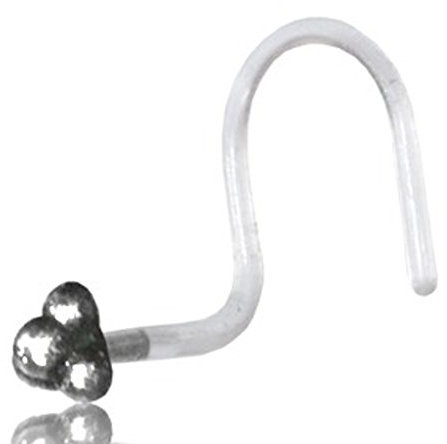 CHICNET Nostril Piercing Silber Nasenstecker Screw Ende Bioflex 0,8 mm silbern Steine | Nasenschmuck Stabdicke ca. 0,8 mm | Unisex Damen Herren Tribal Design Nasenpiercing klar transparent Kugeln