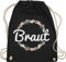 Turnbeutel Rucksack - JGA Junggesellenabschied Frauen - Braut Blumenkranz - Unisize - Schwarz - brautgeschenk brauttaschen bachelorette party bripe beutel brauttasche junggesellinnenabschied outfit