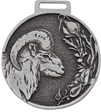 GTK - Geweihe & Trophäen KRUMHOLZ MUFFLON Deko Medaille SILBERFARBEN Auszeichnung Pämierung