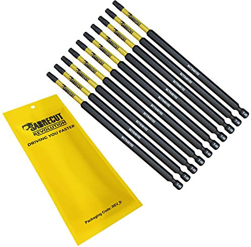 10 x SabreCut SCTX40152_10 152mm T40 TX40 magnetische Schlagschrauber Bohrer Bits Set Torx Hochleistung für Dewalt Milwaukee Bosch Makita und weitere