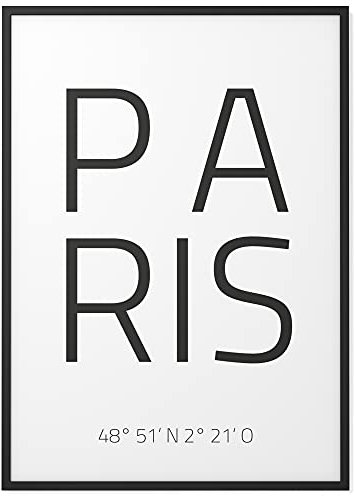 Papierschmiede® Geo Poster Koordinaten Paris, 30x40 cm Stadt Poster als Wanddeko für Wohnzimmer Schlafzimmer Küche Esszimmer, Hauptstadt Frankreich Stadt der Liebe, Bild ohne Rahmen