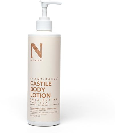 Dr Natural - Pure Castile Shea Butter Hand and Body Lotion Made with Natural Essential Oils and Organic Shea Butter to Moisturise Cruelty and Paraben Free 473ml