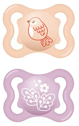 MAM Air Ciuccio in Set da 2, in Caucciù con Custodia Porta Succhietto, 2-6 Mesi, Rosa