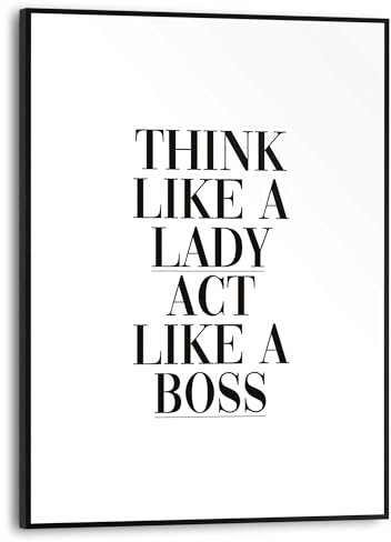 REINDERS Gerahmtes Bild, Lady Boss, Wohnzimmer, Bilder, Wanddeko, Room Decor, MDF, Schwarz-Weiß, 40x30cm