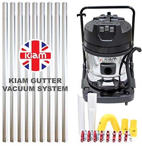 Equip2clean KV60-3 Industrial Vacuum Cleaner with 36ft Aluminium Gutter Pole Kit | 3600W Triple Motor | Side Entry Inlet | For Wet & Dry Gutter Cleaning | Professional Corded Vacuum Cleaner