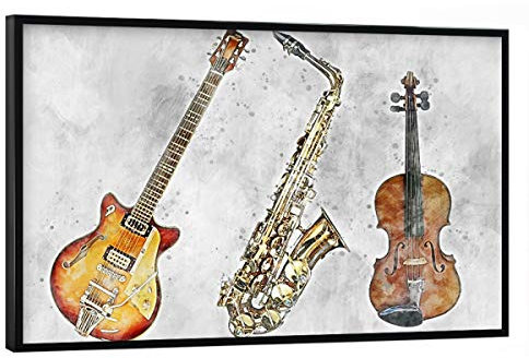 artboxONE Poster mit schwarzem Rahmen 45x30 cm Musik Guitar - Saxophone - Violin - Bild Guitar Electric Guitar