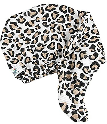 The Vintage Cosmetic Company Lightweight Turban Hair Super Absorbent for All Hair Types, no frizz, Leopard Print Design