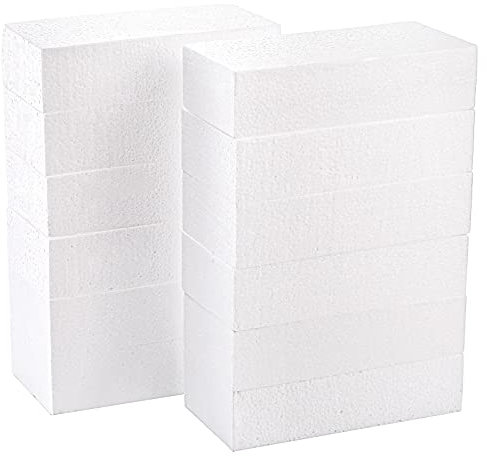 YOUEON 12 Stück Schaumstoffblöcke, 20 x 10 x 5 cm Schaumstoff-Rechteckblöcke, weiße, dicke Schaumstoffplatten, Schaumstoffbausteine, Polystyrolblöcke für Kunst und Handwerk, Skulpturen, Modellieren
