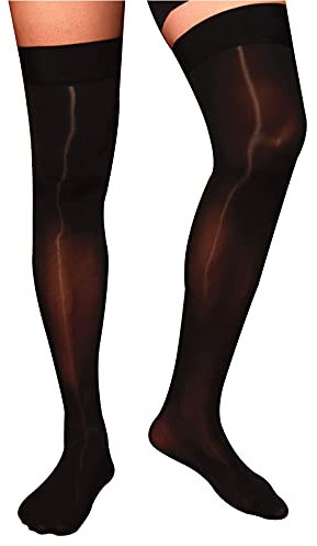 Alvivi Herren Nylon Socken Strümpfe Männer Mesh Transparent Stockings Strumpfhosen Netzstrumpfhose Pink Sissy Dessous-Legging X Schwarz X Einheitsgröße