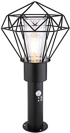 Globo Außenleuchte Sockelleuchte Edelstahl schwarz Metall schwarz Kunststoff klar IP44 Sensor:H:18m 90° max.8m Reichweite 31356S