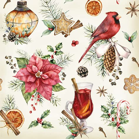 20 Servietten Weihnachtsstimmung im Vintage-Look | Winter | Weihnachten | Tischdeko 33x33cm