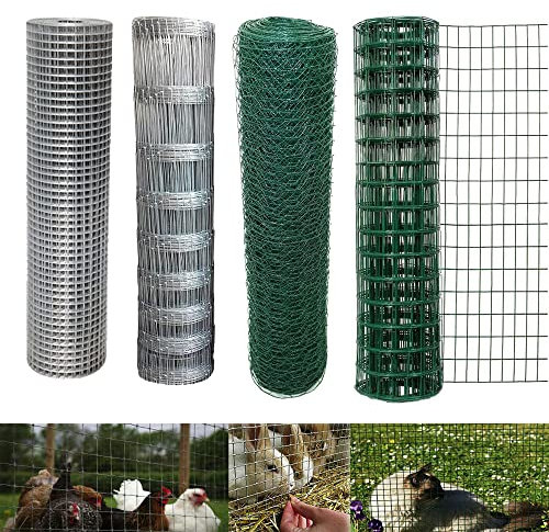 BRIEFNESS Chicken Wire Mesh Roll 600mm x 50m, Green PVC Coating Hexagonal Wire Mesh, Netting Fence Lightweight, Protect Plant Poultry Safety, Garden Netting Fencing