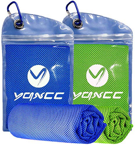 YQXCC Kühlendes Handtuch - 2 Stück, 120 x 30 cm, Eishandtuch aus Mikrofaser für sofortige Kühlung, perfekt für Yoga, Strand, Golf, Reisen, Fitnessstudio und Sport
