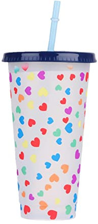 XKUN Bouteille d'eau Plastique Réutilisable avec Couvercle Et Paille Magique Chant d'eau Changeante-D