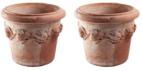 Siena Conca Limoni Lot de 2 Cache-Pots en Terre Cuite Italienne 20 cm