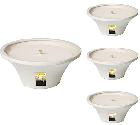 Flammschalen Ingwer & Citronella für draußen 4 Stück - Outdoor-Kerzen Terracotta - Für deinen Garten - Feuerschalen im 4er Set - weniger Stiche durch Mücken – 9h Brenndauer – 18x18x7,5 cm