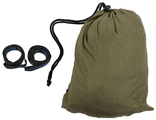 Yuecoom Doppel-Hängematte, verlängertes Nylon 2-Personen-Camping-Hängebett für Outdoor-Wandern im Innenhof(Militärgrün)