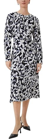Comma Fließendes Maxikleid mit All-Over-Print