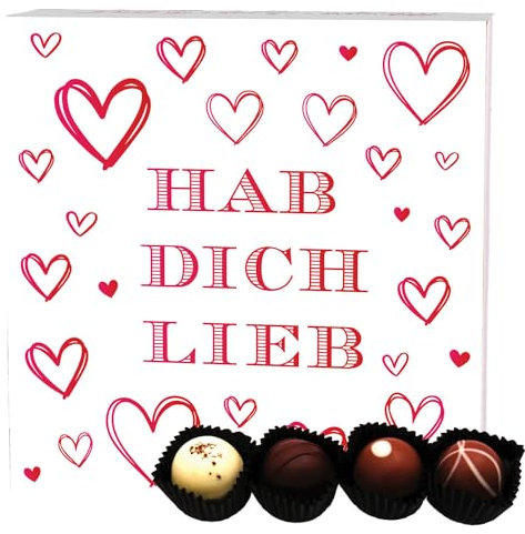 Hallingers Valentinstag Manufaktur Pralinen Geschenk handgemacht ohne Alkohol aus Edelkakao Schokolade - Made in Germany