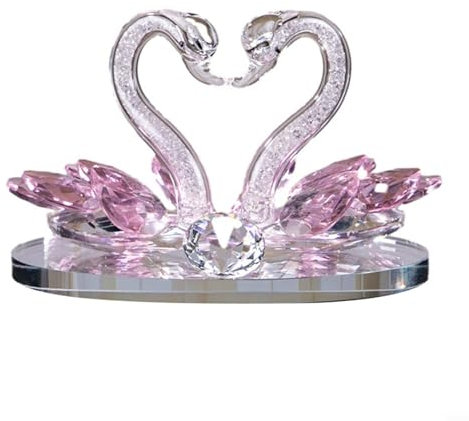 Kristallfigur Schwan, Hochzeit für Paare, transparent, Ornamente für Wohnzimmer (1 Stück) (für Rosa)