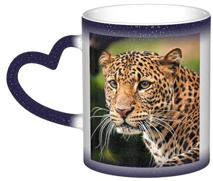 VducK Leopard Print Colour Changing Mug 11oz Personalised Magic Mug Tea Cup Ceramic Coffee Mug Heat Activated Colour Changing Mug