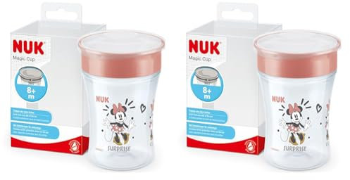 NUK Magic Cup Sippy Cup | 360° Anti-Spill Rim | 8+ Months | Leak-Proof & BPA-Free | 230 ml | Disney Minnie Mouse (Pack of 2)