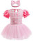 Lito Angels Deguisement Robe Princesse Vichy Rose avec Bandeau pour Bebe Filles Taille 9-12 mois (étiquette en tissu 90)