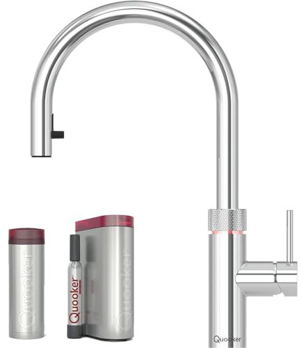 Quooker PRO3 Reservoire für kochendes Wasser + CUBE für gekühltes Sprudelwasser - Flex - verchromt glänzend