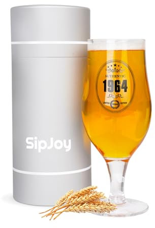 SipJoy 60 Geburtstagsgeschenk für Männer 1964 Weizenglas Mit Geschenkbox Kleine Weihnachtsgeschenke für Männer Papa Geschenk Ideen Vatertagsgeschenk Personalisierte Männer Geschenke für Mann