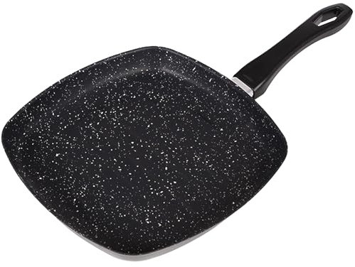 VITREX Granite Noir Metallic 26,9 x 26,9 cm quadratische Grillpfanne aus schwarz emailliertem Stahl, dreilagige Antihaftbeschichtung mit Steineffekt, geeignet für alle Arten von Küchen