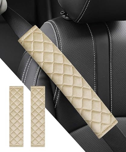Flaconi Gurtpolster Auto,Gurtpolster,Sicherheitsgurt Polster,Gurtpolster Auto Erwachsene,Autogurt Polster,Gurtschoner,Auto Gurtpolster,Polsterung für Sitzgurt im Auto (Beige)