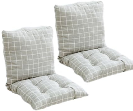 Ahhzyys 2er Pack Stuhlkissen Mit Rückenlehne Sitzkissen Rückenpolster Mit Gurtband Niedriglehnenkissen Gartenstuhlkissen Abnehmbares Rückenpolster