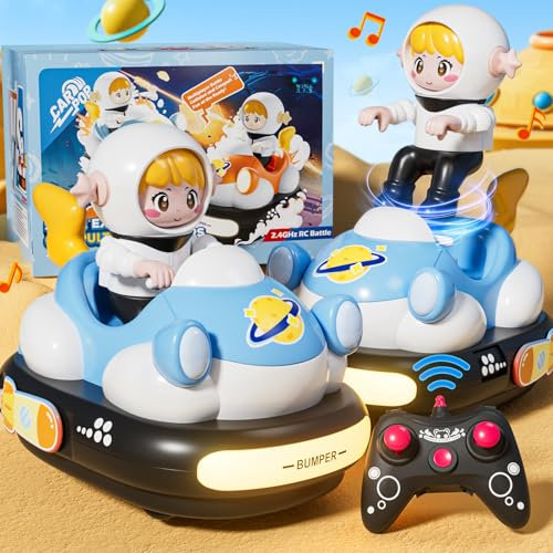BunnyJOY Remote Control Car Toy for 3 Year Old Girls Boys, RC Bumper Cars for Kids, Music and Lights, Toy for 5-8 Year Old, Birthday Gift, Blue