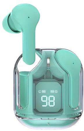 Cascos inalámbricos Bluetooth, Cuatro micrófonos con cancelación de Ruido ENC, Sonido HiFi, Auriculares inalambricos Deportivos In-Ear, Pantalla LED Muestra la batería, duración de Carga 20H (Menta)