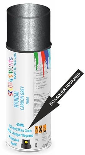 SCOOBYS PAINTS BACK IN THE MIX Direct Gloss Aerosol Spray Paint For Hyundai Carbon Grey Code: Nma No Lacquer Required