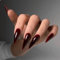 GlamRays Lot de 24 faux ongles longs en acrylique - Rouge foncé - Pour cosplay - Couverture complète