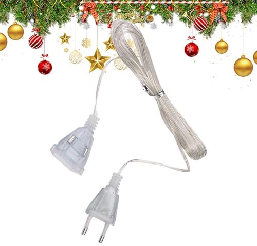 Salyeeluly Rallonge Transparente, rallonge Fine | Rallonge de câble d'alimentation de 10 Pieds - Cordons Fins pour luminaires 220V, rallonge de Fil, rallonge de Cordon électrique pour Arbre de noël