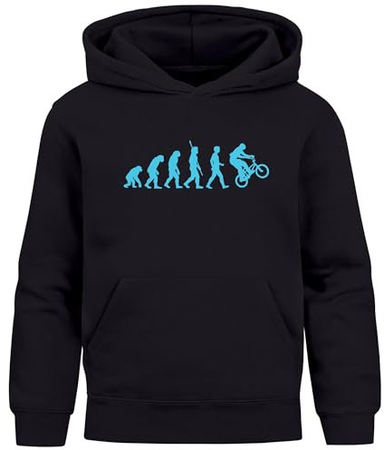 MoonWorks® Kinder Hoodie Jungen BMX Fahrrad Mountainbike BMX Evolution lustig Jungengeschenke schwarz 152
