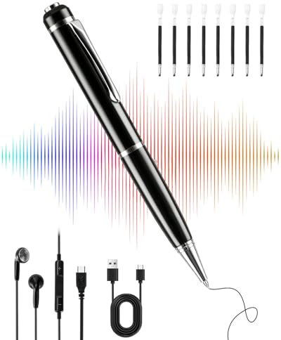 Digitales Diktiergerät 64GB, Aufnahmegerät mit 768 Stunden Kapazität, Voice Recorder Pen mit Rauschunterdrückung, EIN-Knopf-Aufnahme, Zeitstempel, Mini Diktiergerät für Meetings,Vorlesungen (64GB)