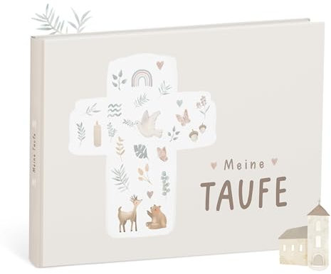 mintkind Erinnerungsalbum Meine Taufe Beige – Geschenk zur Taufe für Jungen und Mädchen – Taufgeschenk von Patentante oder Patenonkel – Liebevoll gestaltetes Album für unvergessliche Erinnerungen