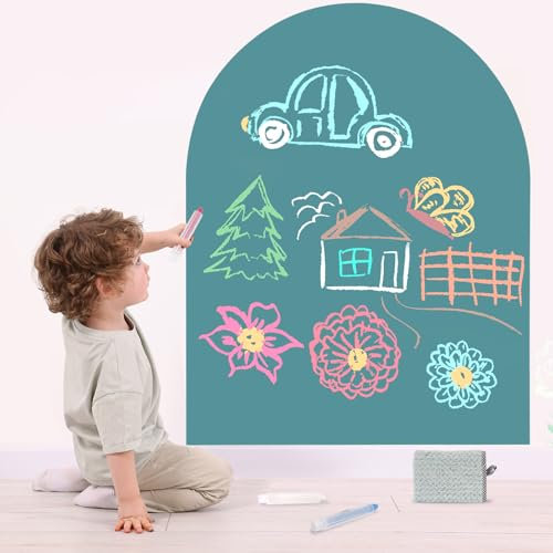 Magnettafel Kinder Selbstklebend, Magnetwand Kinderzimmer 80×100 cm Bogen(Türkis)
