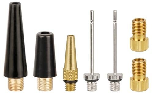 Aestustheri 6PCS Presta Valve Adapter Set - Bike Pump Converter Kit - Schrader Adapter & Ball Inflation Needles - Metal Air Nozzle Accessories for Bicycle & Ball