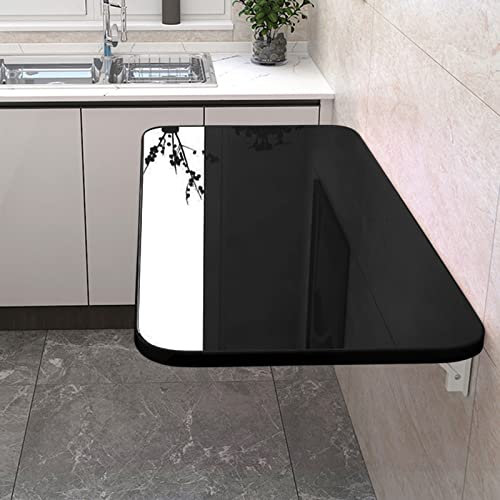 Wandmontierter Tisch mit Blättern für Wasch- und Küchenzeile, klappbarer Werkbank für kleine Räume, schwimmender Wandschreibtisch mit Klappkonstruktion, schwarz Farbe, sparen