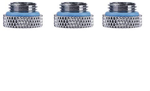 Mtlavishness Three Piece 1/4 Inch Word Computer Thread Water Cooling Straight Stop Plug Fitting Stopper with Chrome Plated Treatment and Silicone Seal Ring for Computer Water