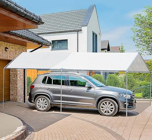 Car Port Shelter Outdoor Garden Carport Large Sun Shade Patio Canopy Garage Tent Car Port Metal Awning Structure Shed UV Resistant Waterproof Roof