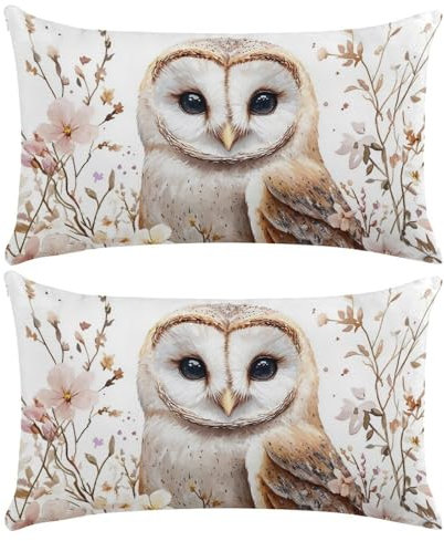 Kissenbezug 40x60 2er Set Eule Kissenbezüge Sofakissen Kissenhüllen mit elegantem Design, Schlafzimmer Dekokissen, Sommer Sofakissen für Outdoor Garten Dekorative, Bett und Heimdekoration U-1649